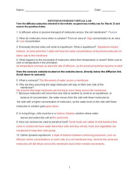 virtual osmosis lab answers
