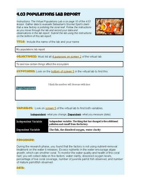 Virtual Populations Lab Answer Key