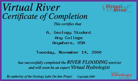 Virtual River Discharge Lab Certificate