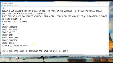 virus notepad batch code