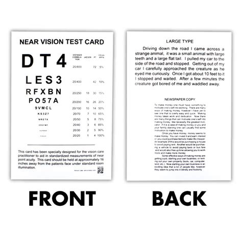 vision test for near vision jaeger card