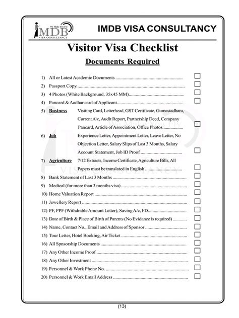 Download Visitor Visa Documents 