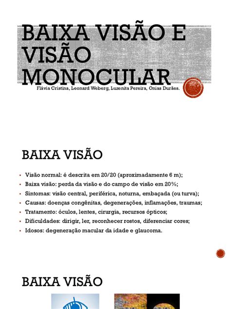 Visão Monocular Sintomas