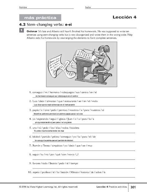 vista workbook answer leccion 4