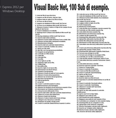Visual Basic 100 Sub Di Esempio