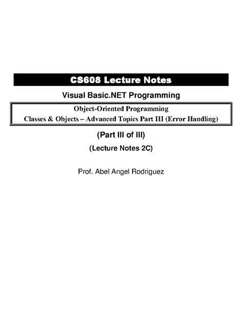 visual basic lecture notes