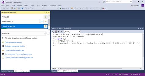 visual studio 2015 PTVS Python environment name version mismatch