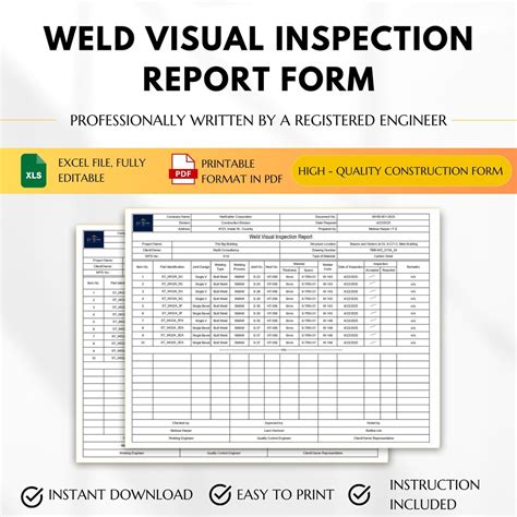 Visual Weld Inspection Report Form Pdfsdocuments2