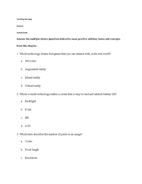 Visualizing Technology Quiz