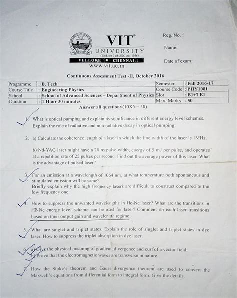 Vit Previous Year Question Papers