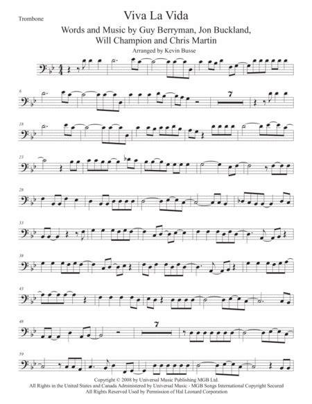 viva la vida for trombone