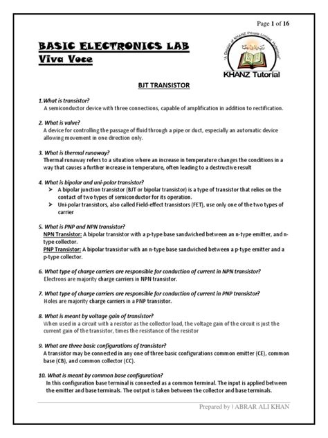 viva questions for basic electronics viva