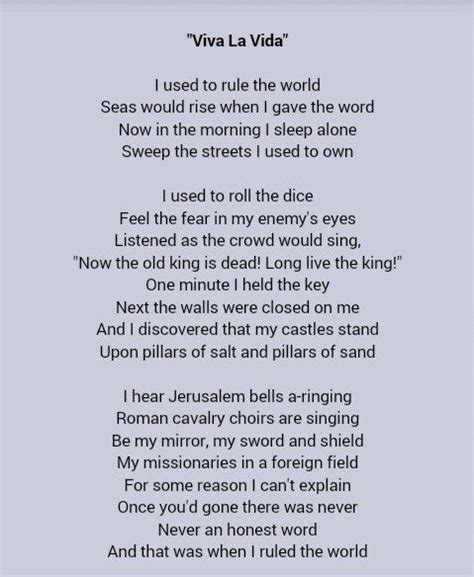 Viva Vida Lyrics
