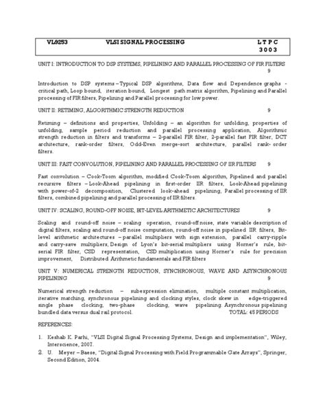 Read Online Vl9253 Vlsi Signal Processing Question Papers 