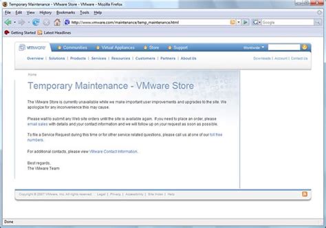 Vmware Store Down For Maintenance