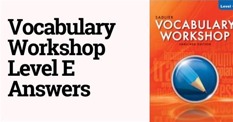 Read Vocab Answers Level E Enriched Edition 