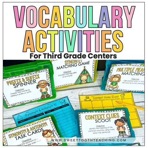 Vocabulary Activities For Literacy Centers Sweet Tooth Teaching Reading Centers 3rd Grade - Reading Centers 3rd Grade