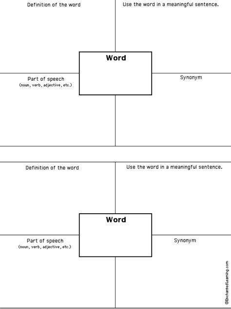 Vocabulary Word Lists By Theme Enchanted Learning Vocabulary Matrix Worksheet - Vocabulary Matrix Worksheet