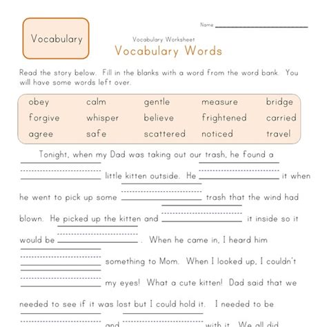 Vocabulary Worksheets All Kids Network Vocabulary 1st Grade Worksheet - Vocabulary 1st Grade Worksheet