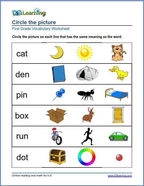 Vocabulary Worksheets For K 5 K5 Learning Word Recognition Worksheet - Word Recognition Worksheet