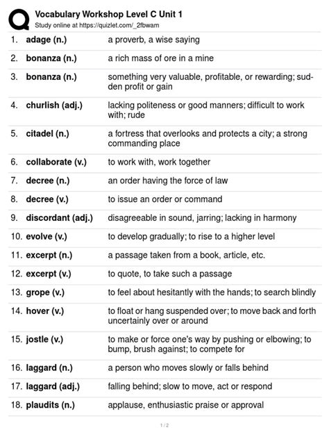 Vocabulary Workshop Level C Gingerly Syn