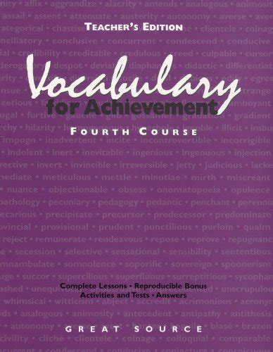 Read Vocabulary For Achievement Fourth Course Teacher Edition 