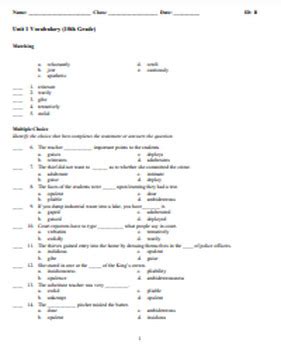 Download Vocabulary Workshop Enriched Edition Level E Answers Unit 3 