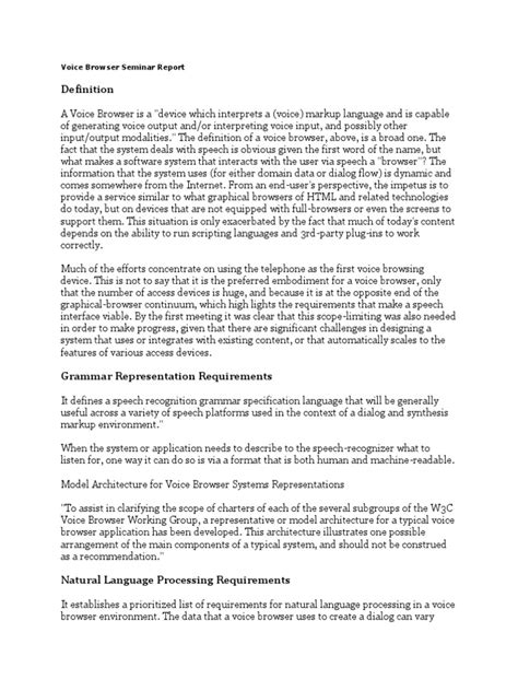 Voice Browser Seminar Report