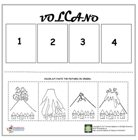 Volcano Sequencing Worksheet For Kids Preschoolplanet Volcano Preschool Worksheet - Volcano Preschool Worksheet