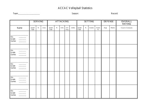 Volleyball Stat Sheets Pdf