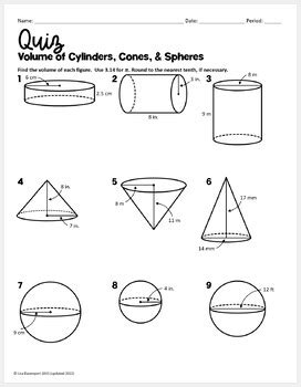 Volume Cones Spheres And Cylinders Worksheet   Volume Formulas Cylinder Cone Sphere Solutions Examples - Volume Cones Spheres And Cylinders Worksheet