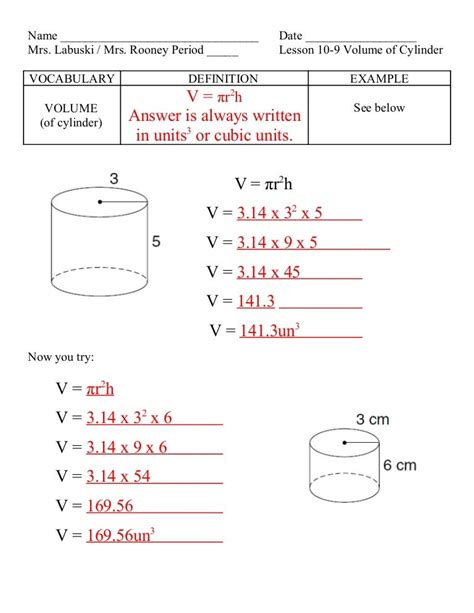 Volume Cylinder Worksheet Answers Worksheet On Volume - Worksheet On Volume