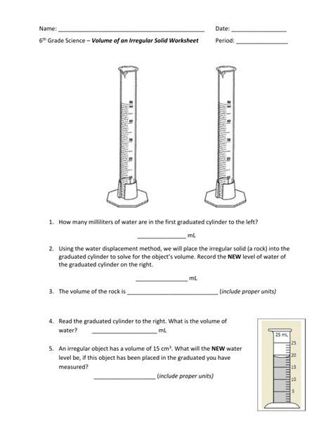 Volume Displacement Worksheet   Finding The Volume Of Irregularly Shaped Objects Using - Volume Displacement Worksheet