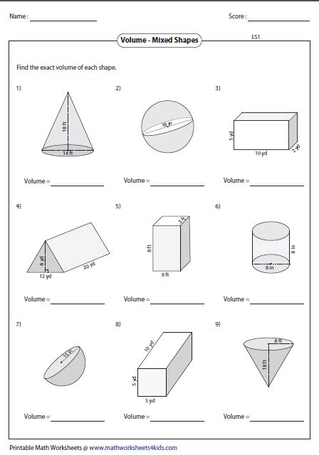 Volume Formula Worksheet   Volume Of Mixed Shapes Worksheets Prism Cylinder Cone - Volume Formula Worksheet