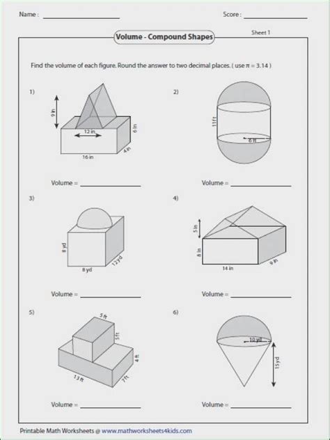 Volume Of Composite Figures Worksheet Volume Of Geometric Solids Worksheet - Volume Of Geometric Solids Worksheet