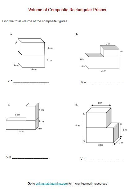 Volume Of Composite Rectangular Prism Worksheets Volume Of Composite Shapes Worksheet - Volume Of Composite Shapes Worksheet