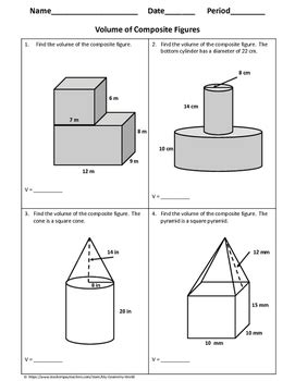 Volume Of Composite Shapes Worksheet   Volume Of Composite Figures Additive Volume Worksheets - Volume Of Composite Shapes Worksheet
