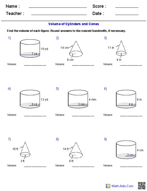 Volume Of Cylinder And Cone Worksheet Live Worksheets Volume Of Cylinder And Cones Worksheet - Volume Of Cylinder And Cones Worksheet