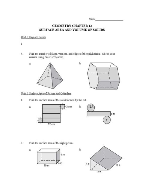 volume of solids answer key