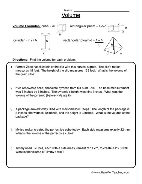 Volume Word Problems Worksheet Calculating Volume Worksheet Answers - Calculating Volume Worksheet Answers