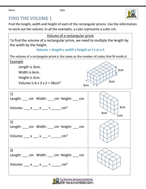 Volume Worksheet Fifth Grade   5th Grade Volume Worksheets Math Salamanders - Volume Worksheet Fifth Grade