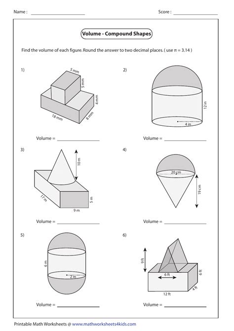 Volumes Of Compound Shapes Worksheet Maths Academy Volume Compound Shapes Worksheet - Volume Compound Shapes Worksheet