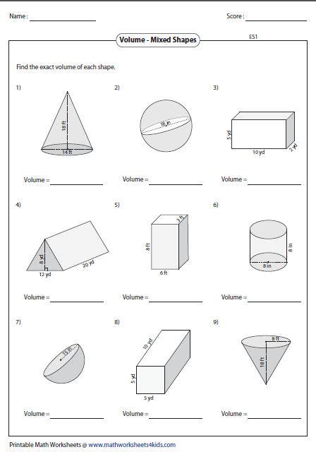Volumes Of Solids Worksheet   Volume Of 3d Shapes Worksheets Questions And Revision - Volumes Of Solids Worksheet