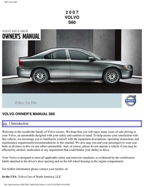 Read Volvo S60 User Guide 