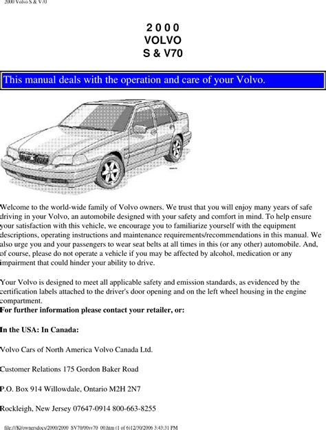 Read Volvo S70 User Guide 