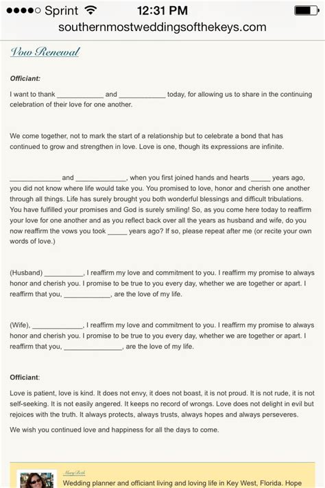 Vow Renewal Ceremony Script