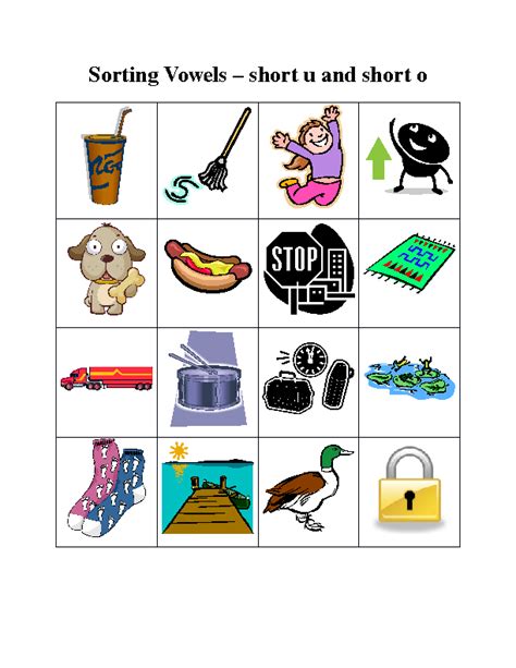 Vowel Picture Match Game Short U Amp O Short O Sound Words With Pictures - Short O Sound Words With Pictures