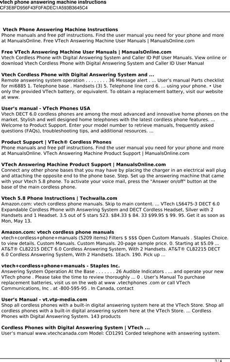 Download Vtech Answering Machine Manual 