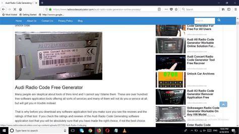 vw audi radio code calculator