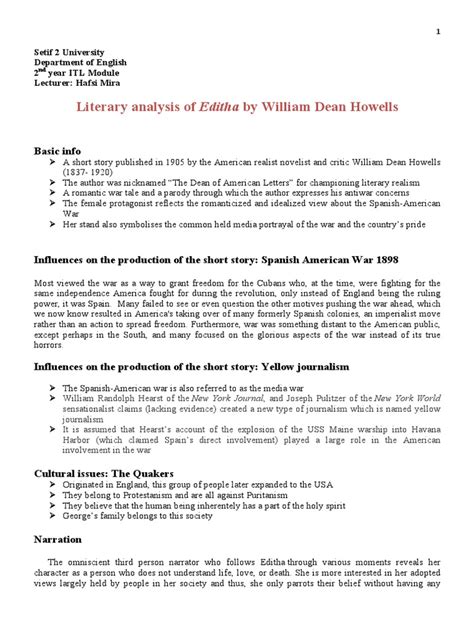 w d howells editha summary shmoop